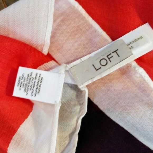 LOFT Polka Dot Geometric Square Scarf Circle Pattern Neck Tie One Size - Picture 4 of 6